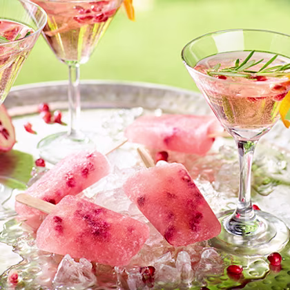 Pomegranate Bellini Ice Pops