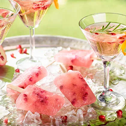 Pomegranate Bellini Ice Pops