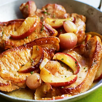 Pork Steaks with Apples, Sage and Cider