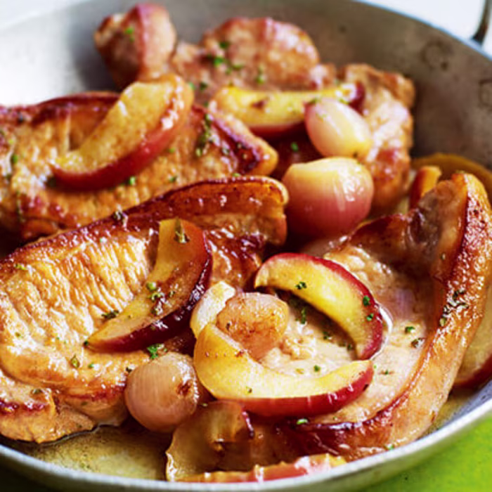 Pork Steaks with Apples, Sage and Cider