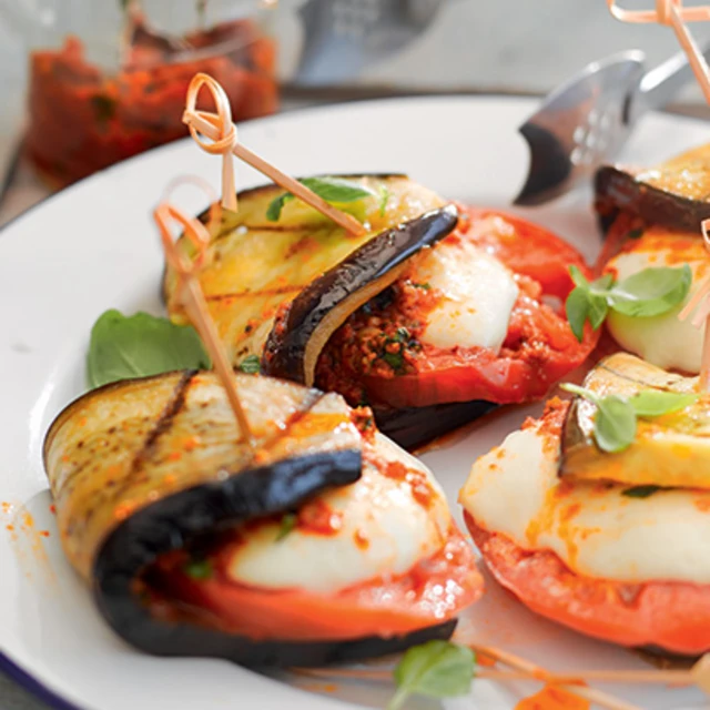 Aubergine and Mozzarella Wraps