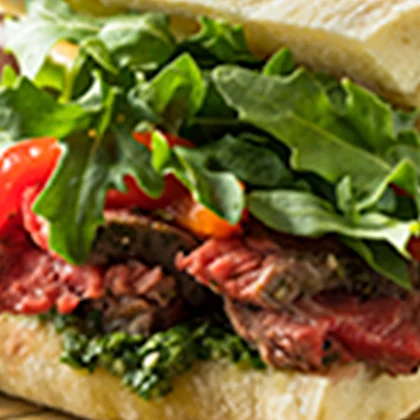 Grilled Sirloin Ciabatta with Zhoug Sauce