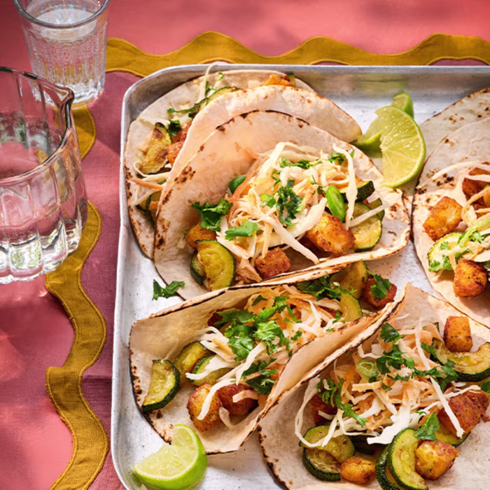 Crispy Halloumi Tacos with Spicy Slaw