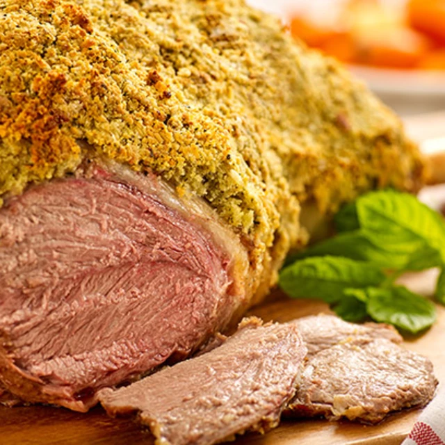 Leg of Lamb with Lemon, Mint and Feta Crust