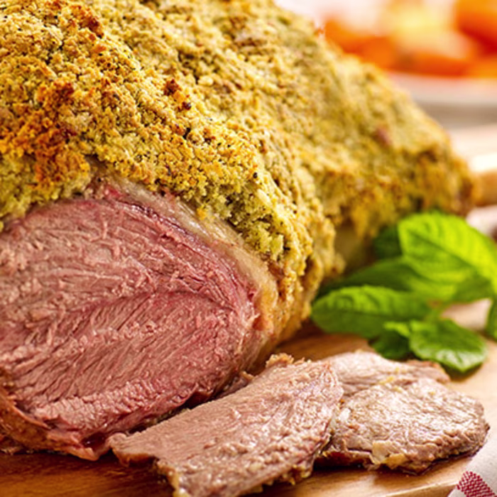 Leg of Lamb with Lemon, Mint and Feta Crust