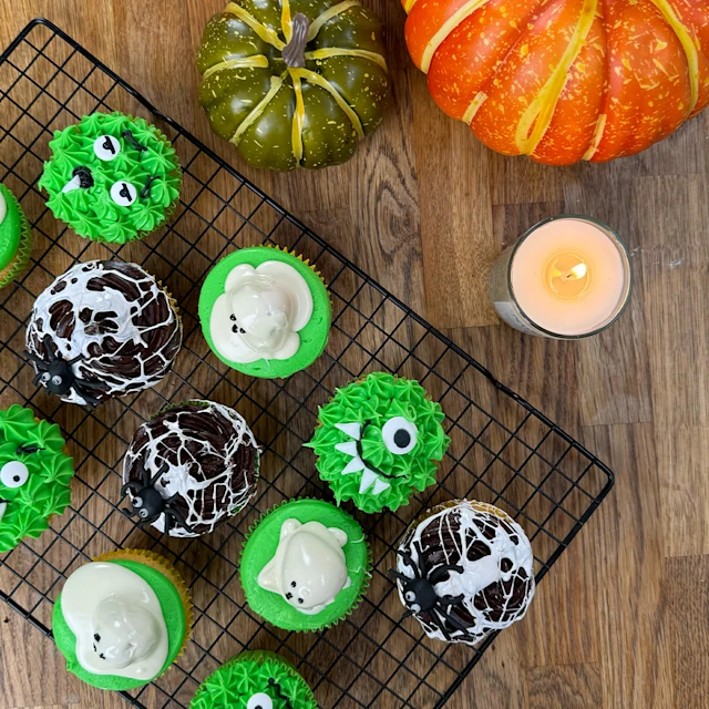 Morrisons Halloween Cupcakes - Spooky Strawberry Ghosts, Sweet & Sticky Spider Webs and Mega-Tasty Monsters