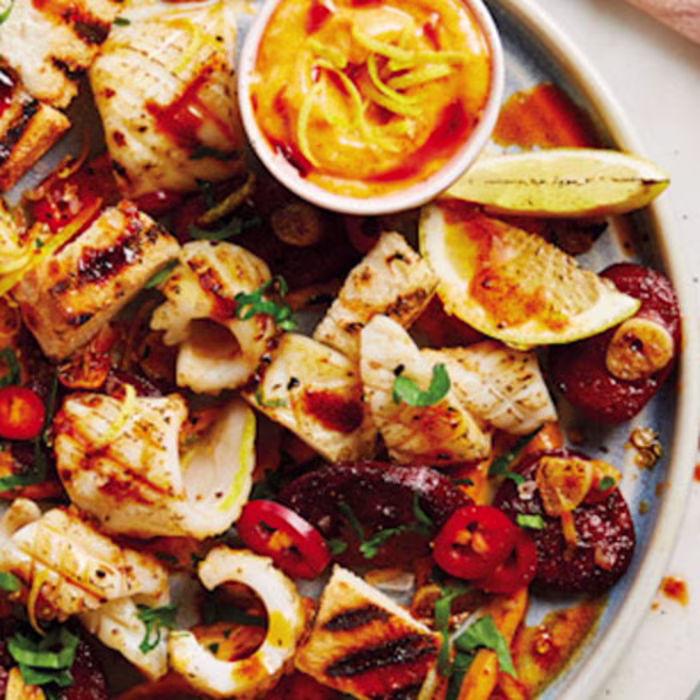 Chargrilled Squid with Chorizo