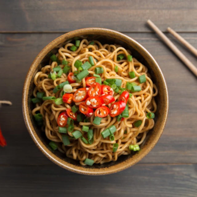 Korean Sweet Chilli Mushroom Noodles