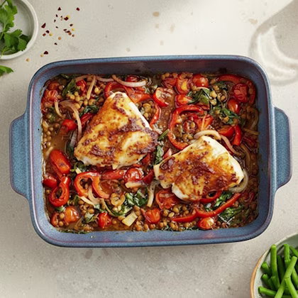 Harissa Cod Tray Bake