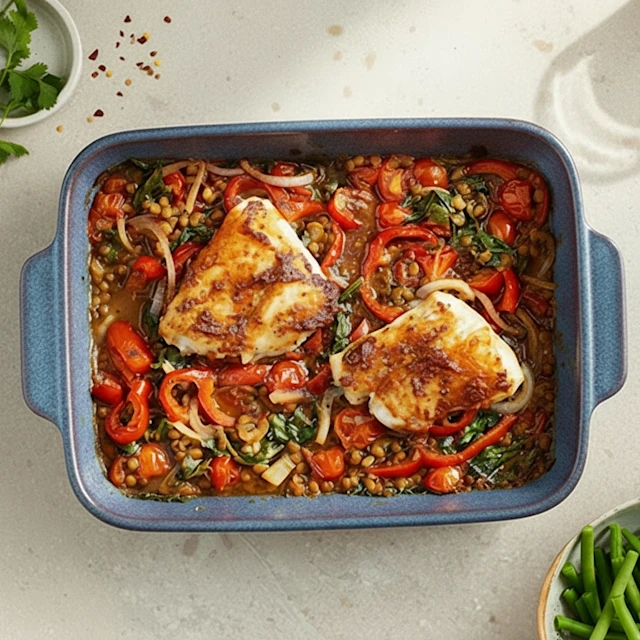Harissa Cod Tray Bake
