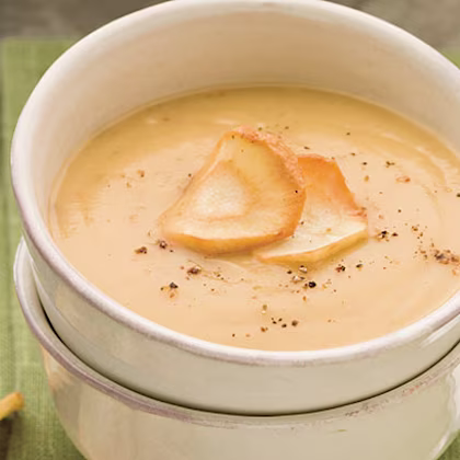 Parsnip and Toasted Cumin Soup with Parsnip Chips