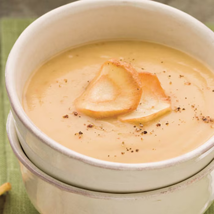 Parsnip and Toasted Cumin Soup with Parsnip Chips