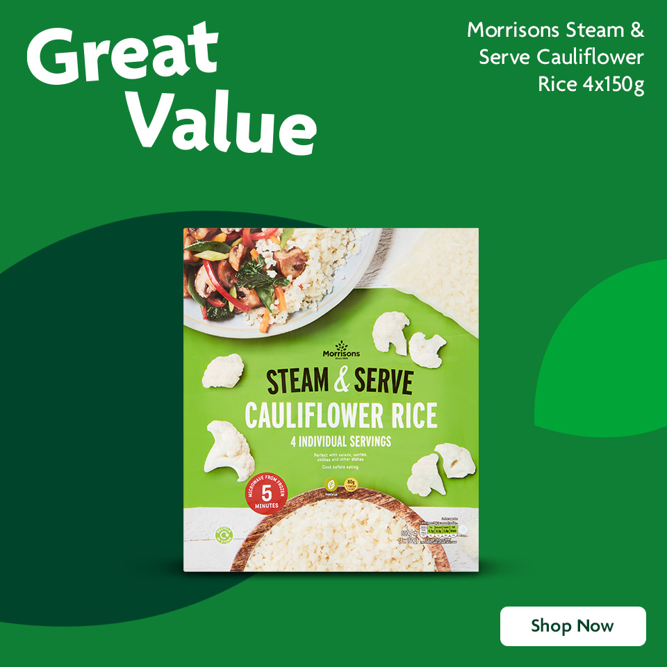 Morrisons own cauliflower chips promotional banner