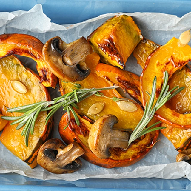 Roasted Pumpkin with Mushrooms
