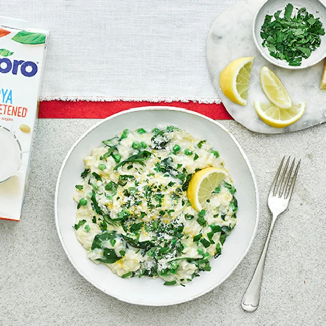 Creamy Leek, Pea and Spinach Risotto