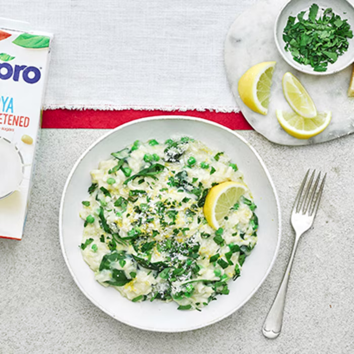 Creamy Leek, Pea and Spinach Risotto