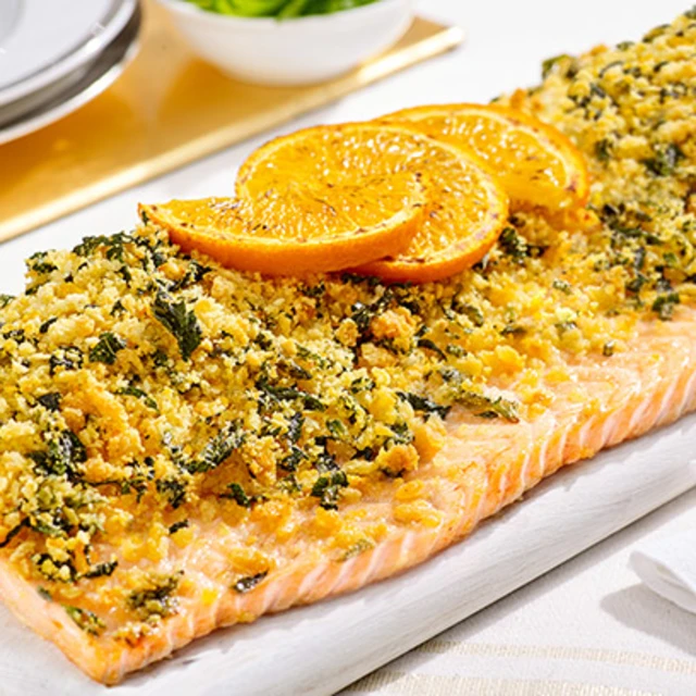 Whole Salmon Fillet with Orange and Mint Crust
