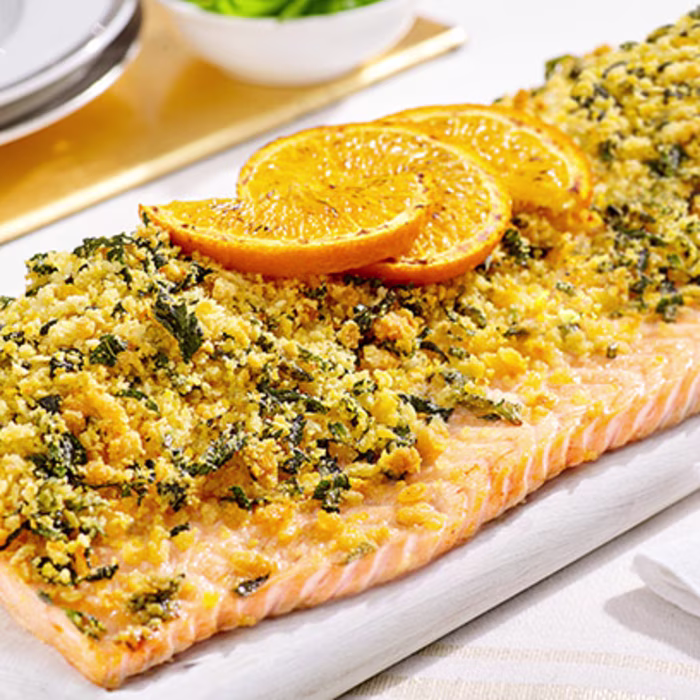 Whole Salmon Fillet with Orange and Mint Crust