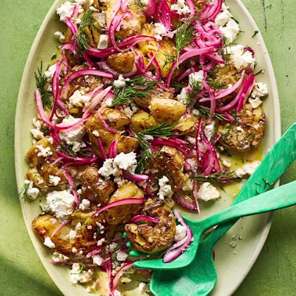 Smashed Potato Dill, Feta and Pickled Red Onion Salad