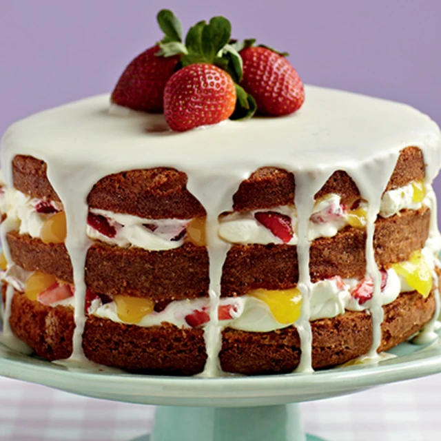 Lemon and Strawberry Sponge Cake