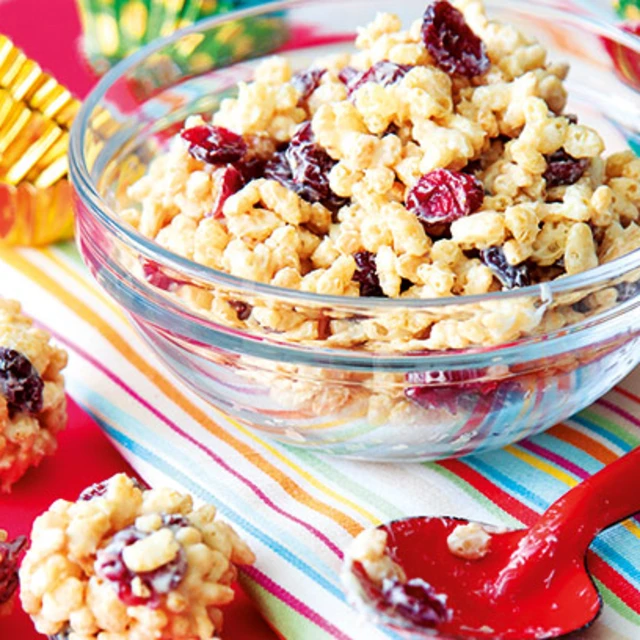 Cranberry and White Chocolate Crispy Balls