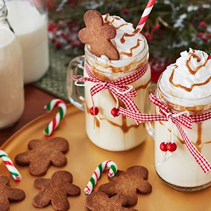 Salted Caramel Eggnog with Mini Gingerbread Men