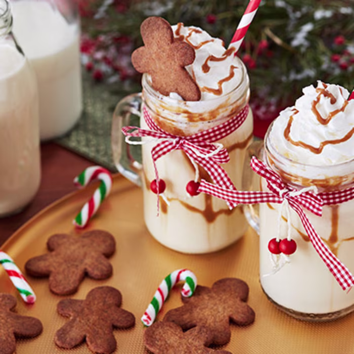 Salted Caramel Eggnog with Mini Gingerbread Men