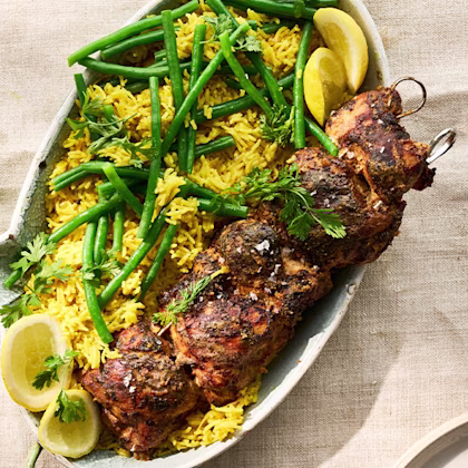 Tandoori Chicken King Kebab with Green Bean Biryani