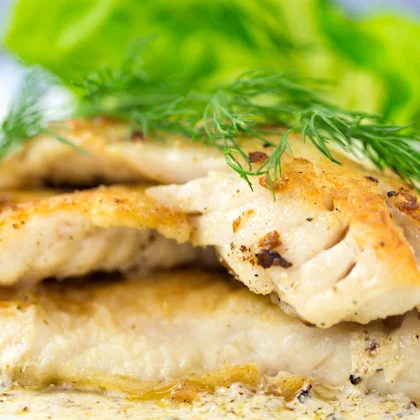 Butter Roasted Dover Sole with Morecambe Bay Shrimp, Capers, Lemon & Parsley