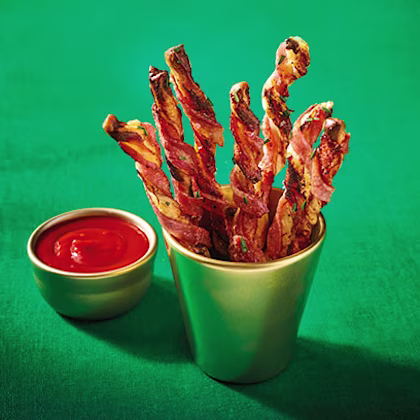 Cheesy Bacon-wrapped Puff Pastry Twists with Cranberry Filling