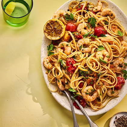 Sharing Platter Linguine with Prawn Pil Pil
