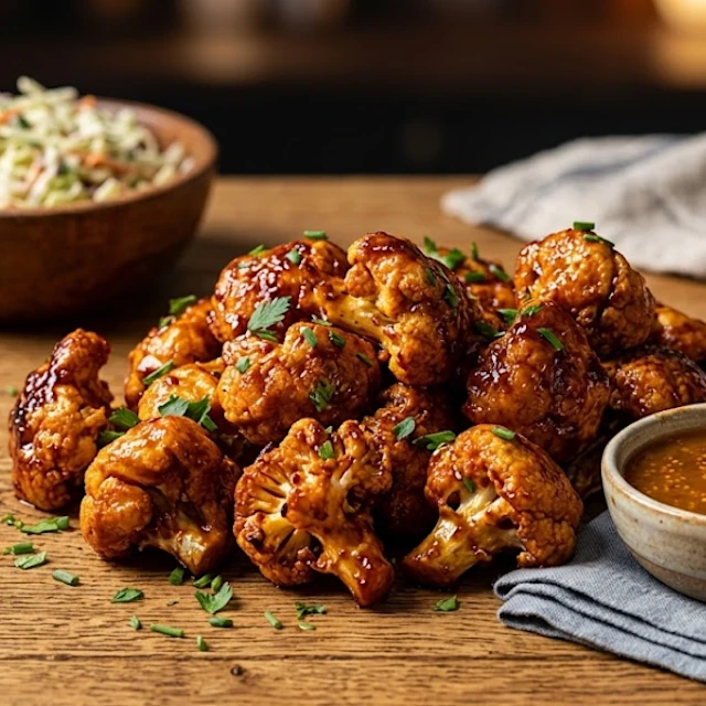 BBQ Cauliflower Wings with Dipping Sauce
