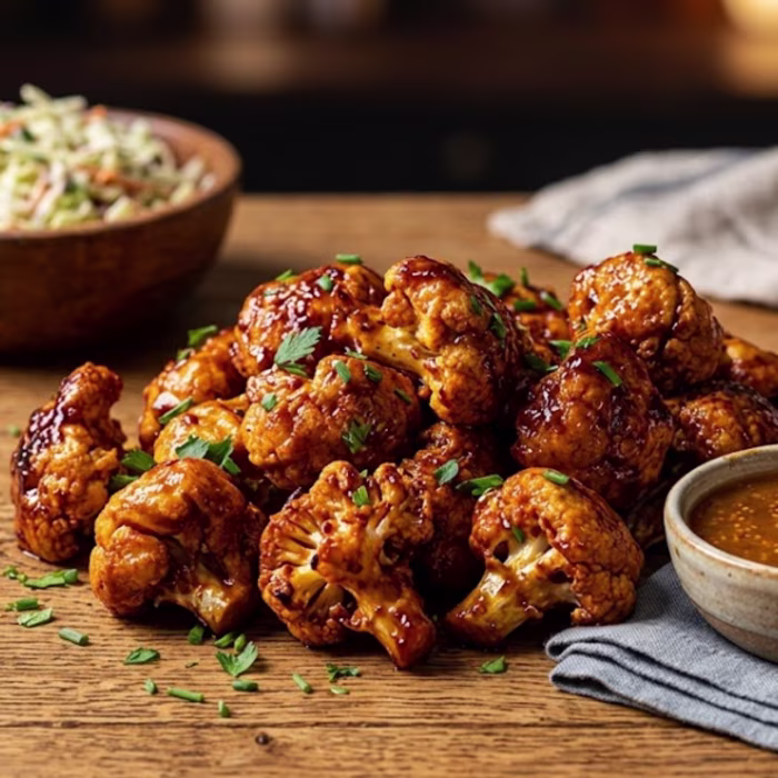 BBQ Cauliflower Wings with Dipping Sauce