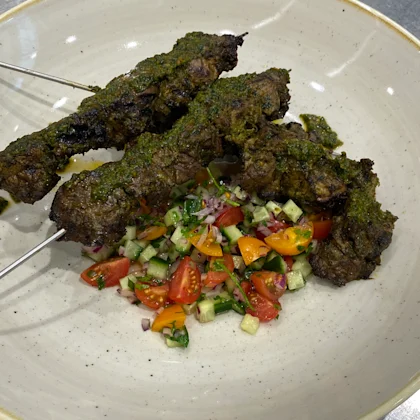 Lamb with Green Harissa Skewers