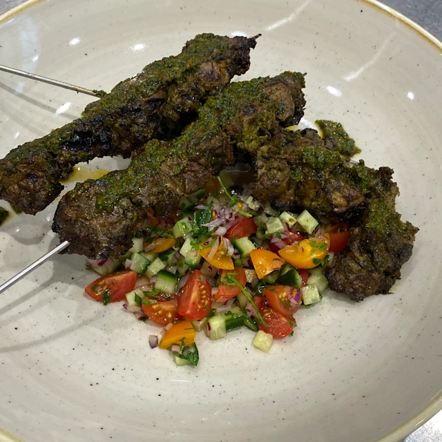 Lamb with Green Harissa Skewers