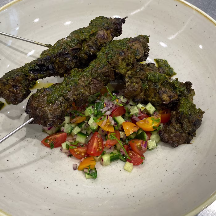 Lamb with Green Harissa Skewers