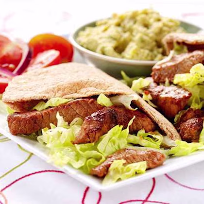 Chilli Lamb Wholemeal Pittas with Hummus