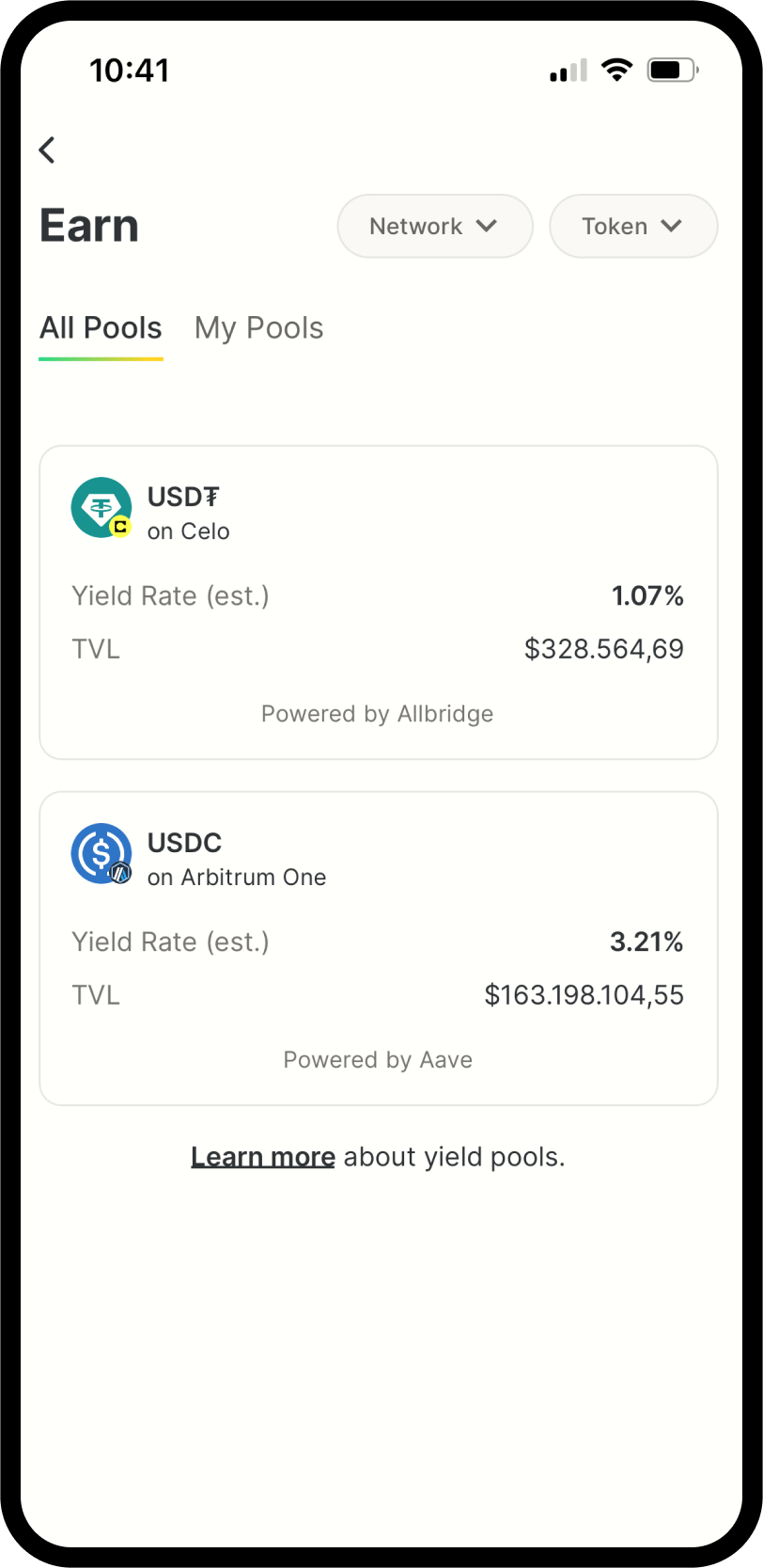 Stablecoin Earn Flow