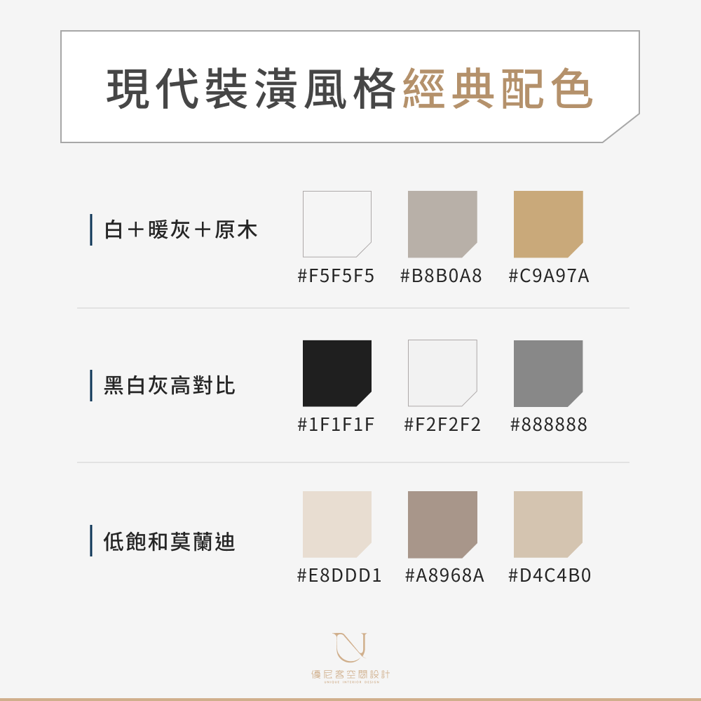 現代裝潢風格經典配色