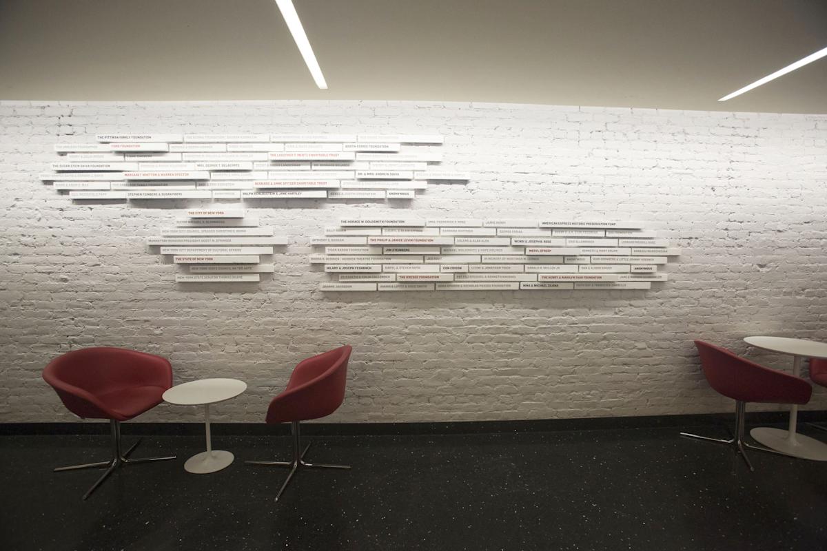 Seating space inside The Public Theater in Noho, NYC