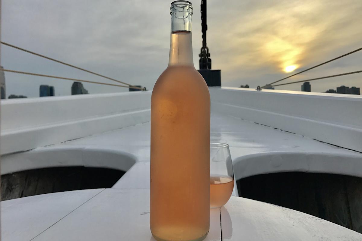 Rose bottle at Grand Banks in TriBeCa, NYC