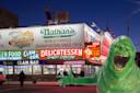 Slimer from Ghostbusters in front of Nathan's at Coney Island 