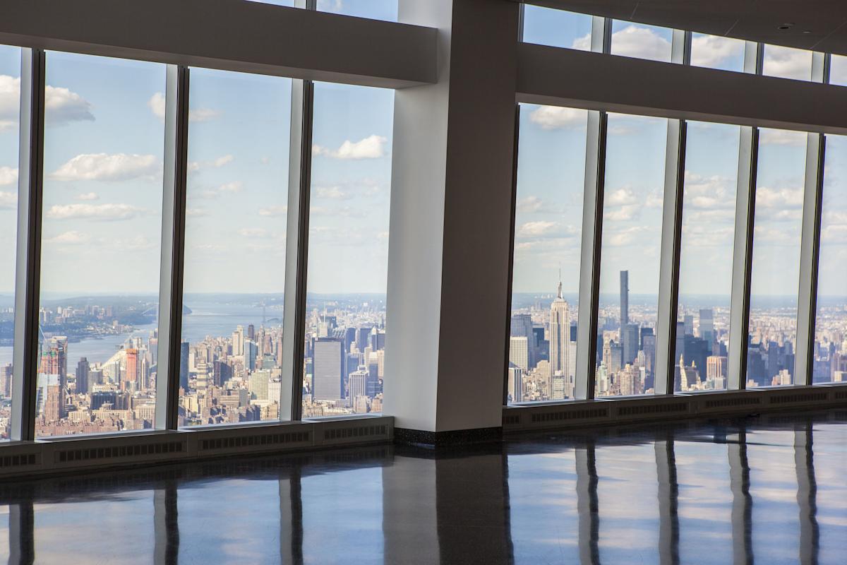 One World Trade Center, interior view looking out