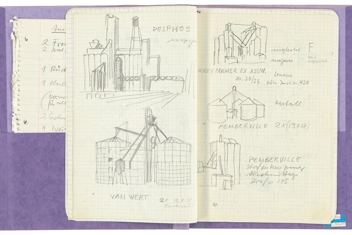 Folder with notes on travel in the United States 1987. Estate Bernd &amp; Hilla Becher, represented by Max Becher, courtesy Die Photographische Sammlung/SK Stiftung Kultur&mdash;Bernd &amp; Hilla Becher Archive, Cologne. Courtesy, The Met
