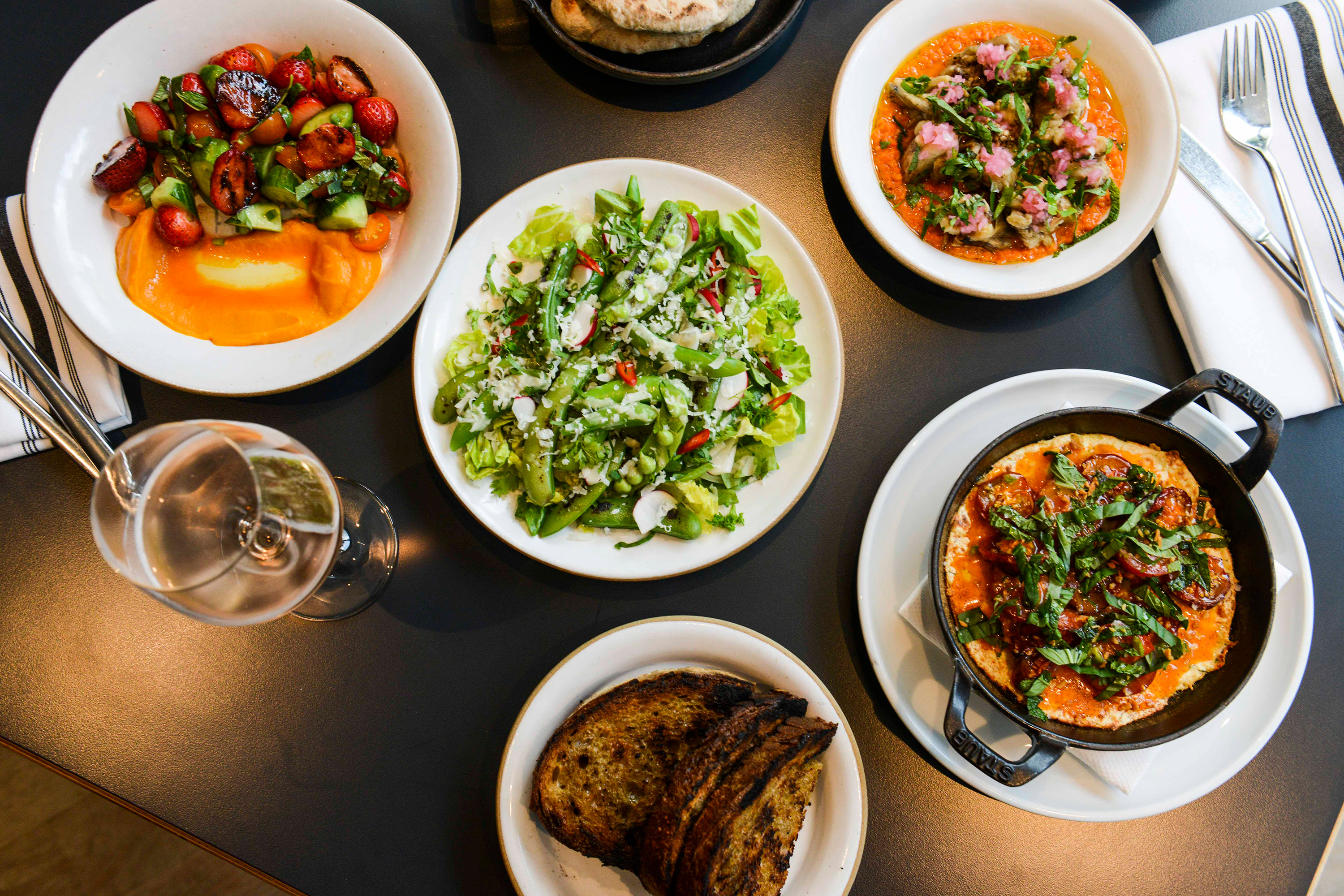 loringplace_greenwichplace_manhattan_nyc_sugar-snap-peas,-ricotta-tomato,-grilled-strawberry-and-smoked-eggplant_loring-place_liz-barclay-41