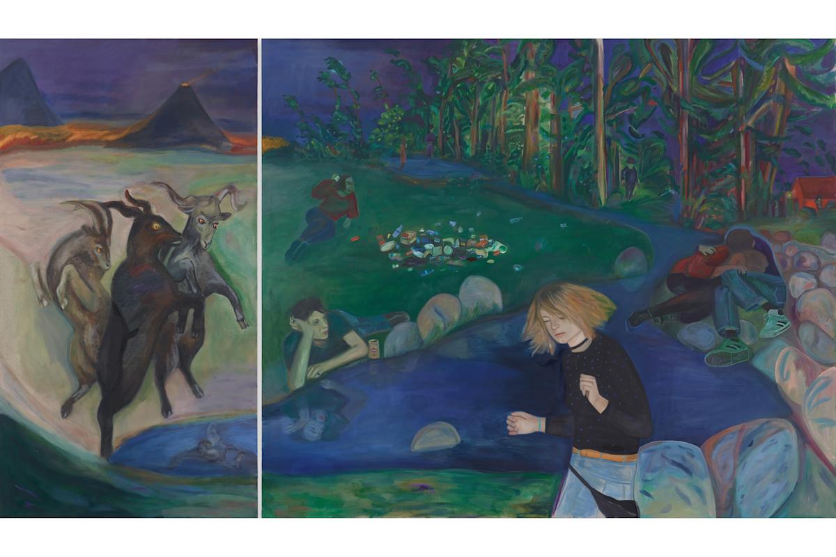 Jill Mulleady, "We Wither Time into a Coil of Fright," 2019. Collection of the artist