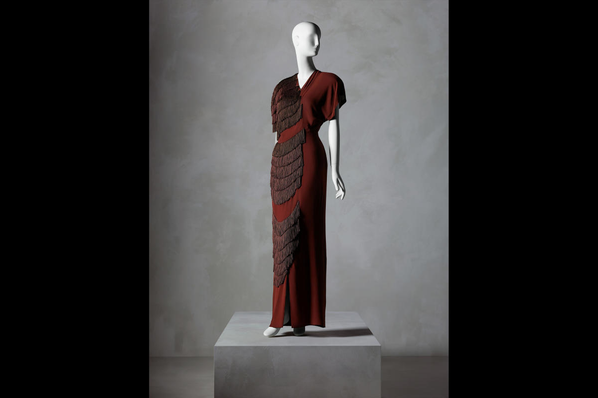 Evening Dress, Gilbert Adrian (American, 1903&ndash;1959), fall
1945; Promised gift of Sandy Schreier.
Image courtesy of The Metropolitan Museum of Art, Photo &copy;
Nicholas Alan Cope