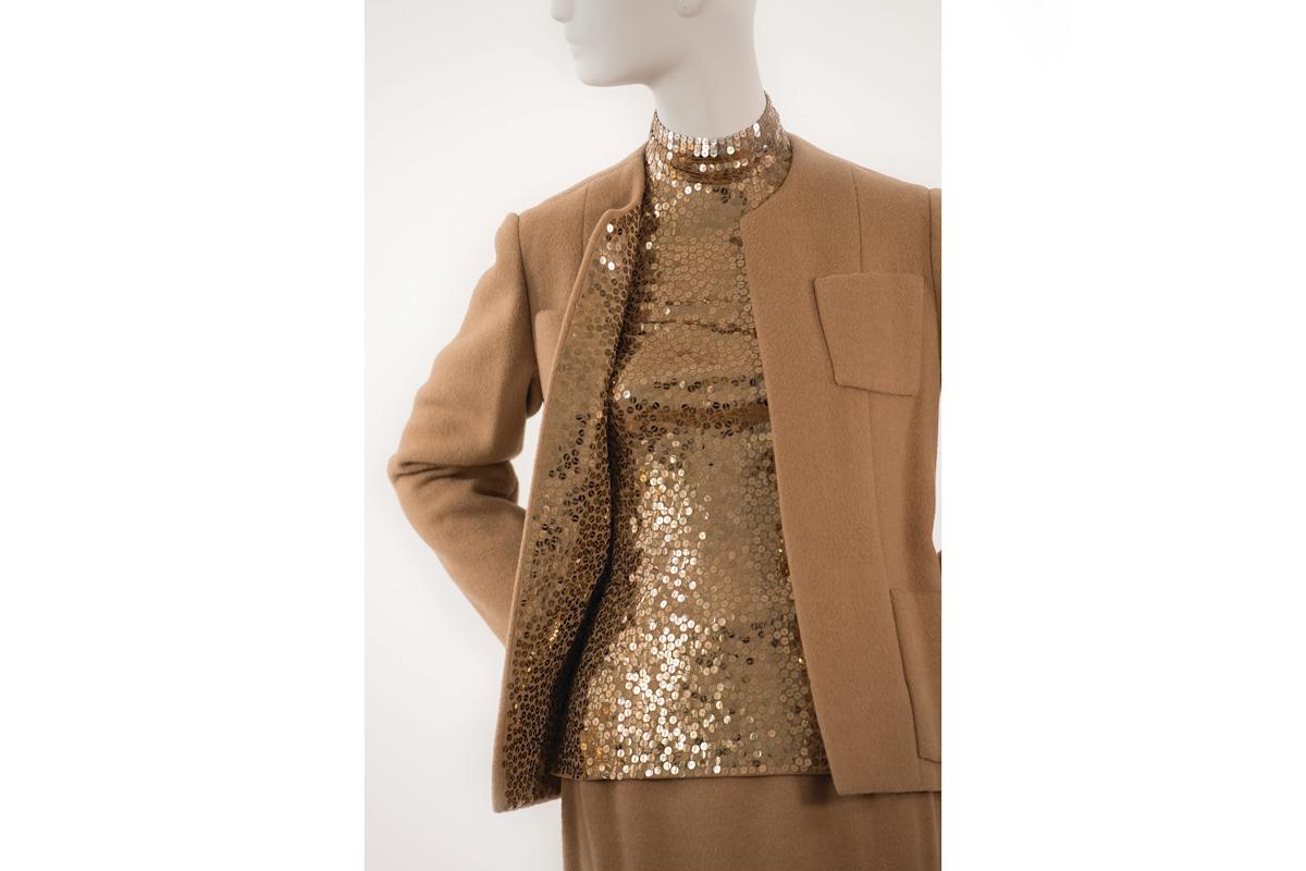 "Camel hair and paillette theater suit" (1971), by Norell. Photo: Kenneth Pool Collection &copy; Marc Fowler.