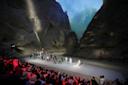 Presentation of Pierre Cardin's spring 2017 collection at the Yellow River Stone Forest National Geological Park in Baiyin, China, 2016. Courtesy, Archives Pierre Cardin &copy;
