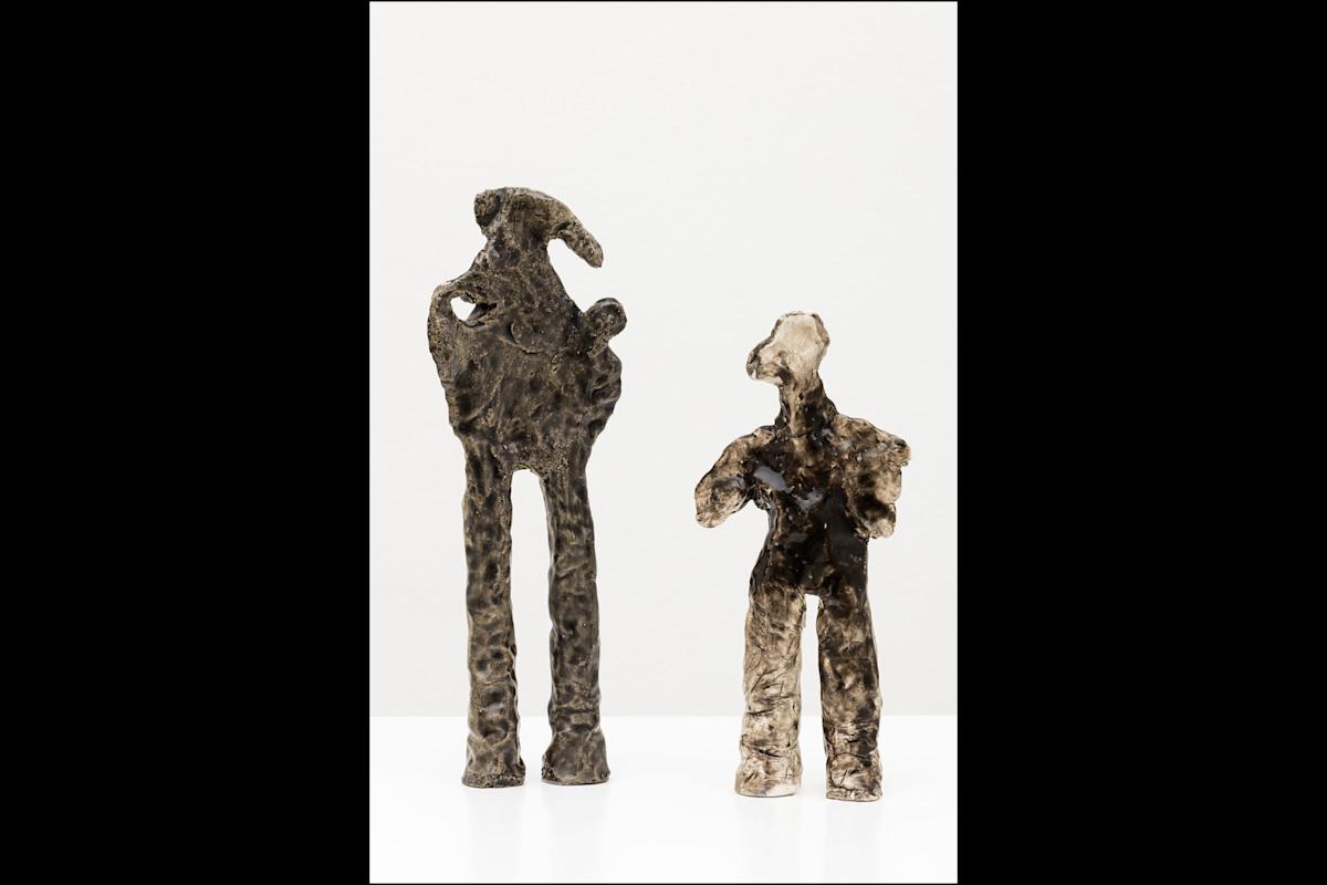 Simone Fattal. &ldquo;Man and his shadow.&rdquo; 2009. Glazed stoneware. 9.8 x 4.3 x 1.6 in. (25 x 11 x 4 cm). Courtesy of the artist and kaufmann repetto, Milan / New York; Balice Hertling, Paris; Karma International, Zurich / Los Angeles